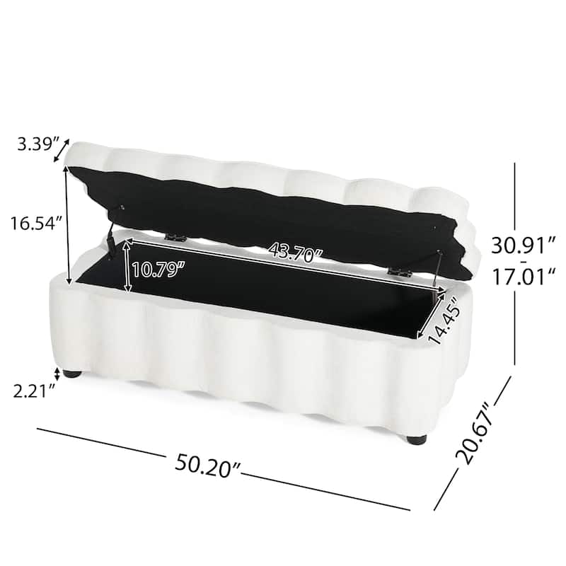 Christopher Knight Home - Milan Modern Velvet Storage Ottoman with Scalloped Design