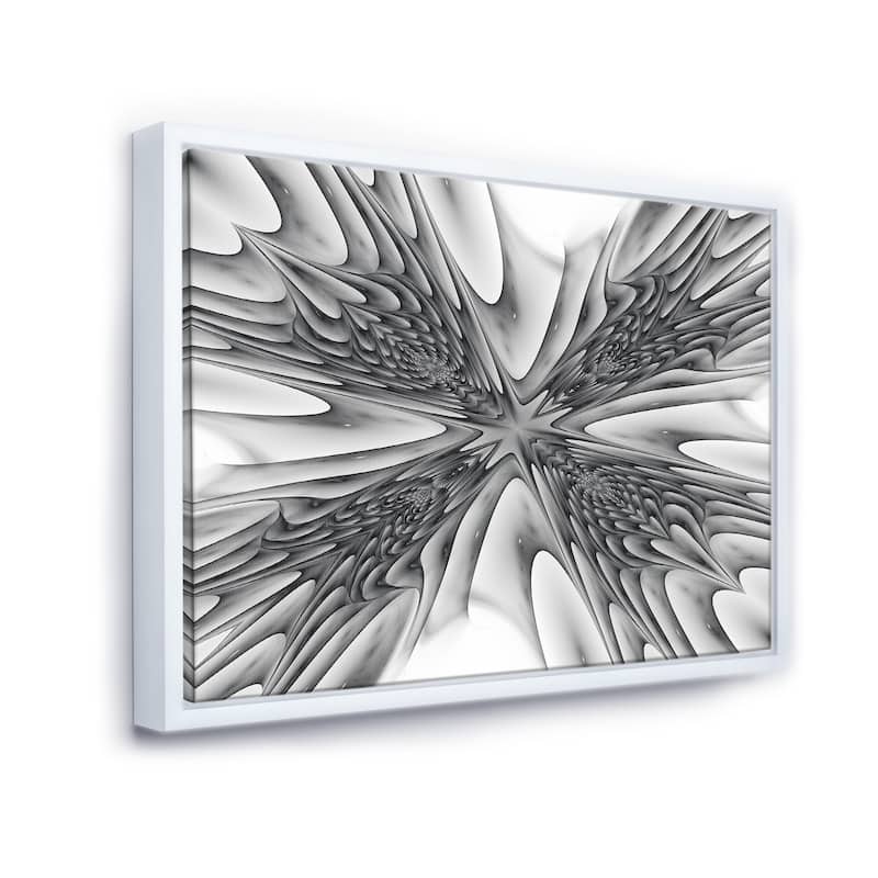 Designart "Fractal 3D Magical Depth" Abstract Framed Canvas Art Print - 44 in. wide x 34 in. high - White
