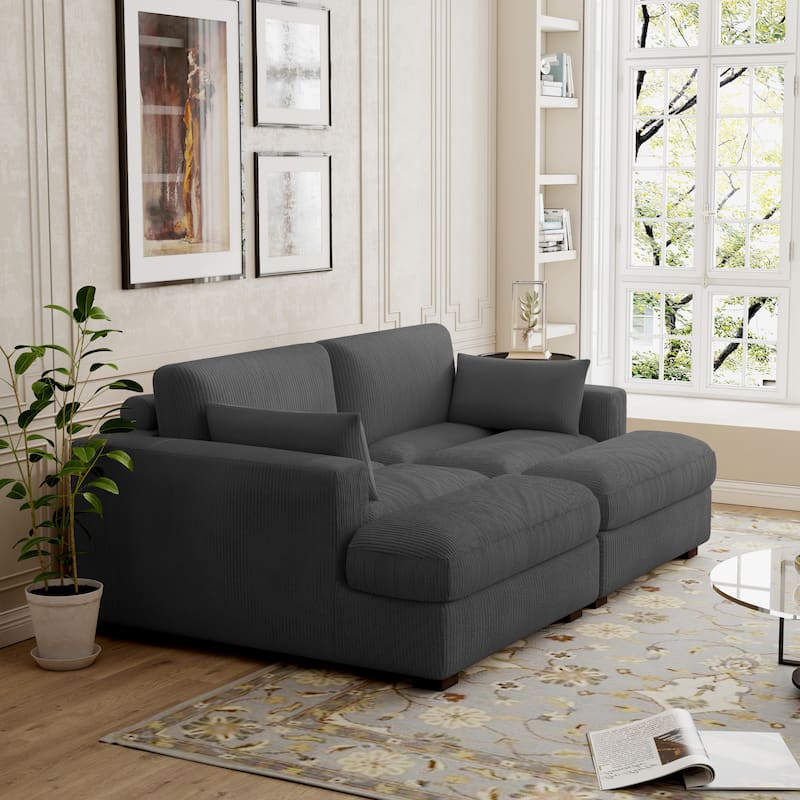 Modern Corduroy Modular Sectional Sofa Chaise Couch Bed