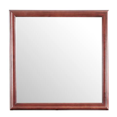 Offex 38 in.x38 in. Classic Square Wood Framed Dresser Mirror - Cherry - 1"L x 38"W x 38"H