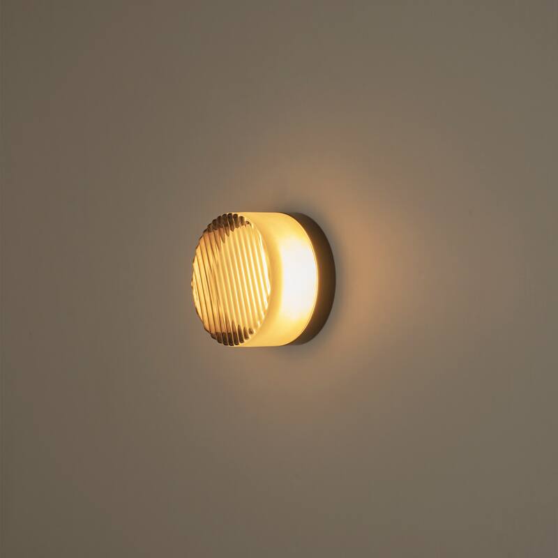 5.1 in. W Modern Dome LED 3000K Bathroom Vanity Light/Flush Mount Light with Gray Glass - 5.1 in. W x 3.54 in. H