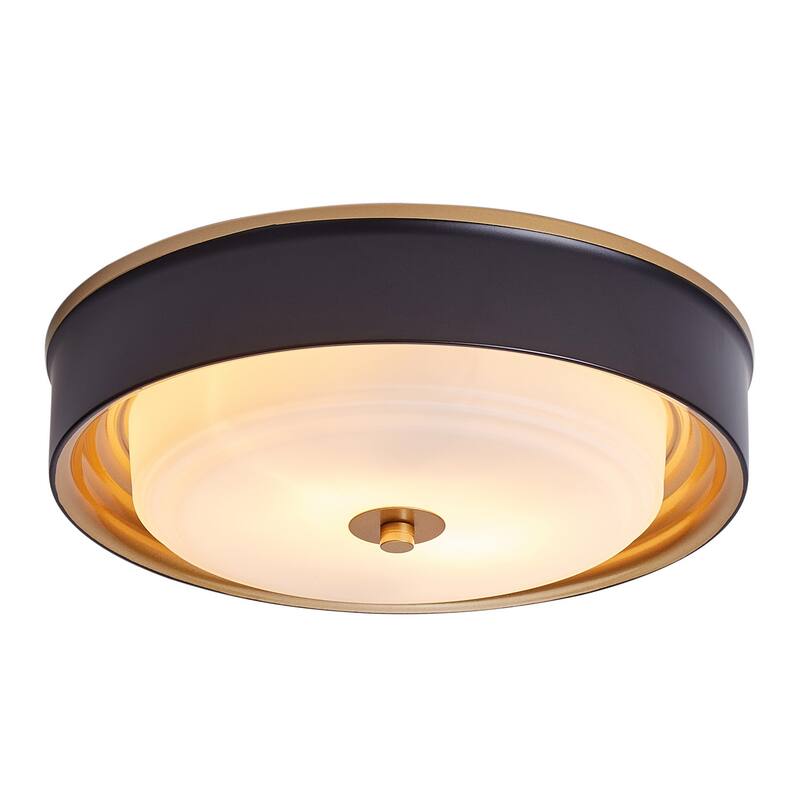 Vintage Black 2-Light Drum Shape Flush Mount Ceiling Lamp
