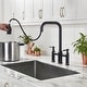 preview thumbnail 27 of 38, WOWOW Double Handle Bridge Kitchen Faucet with Advanced Spray