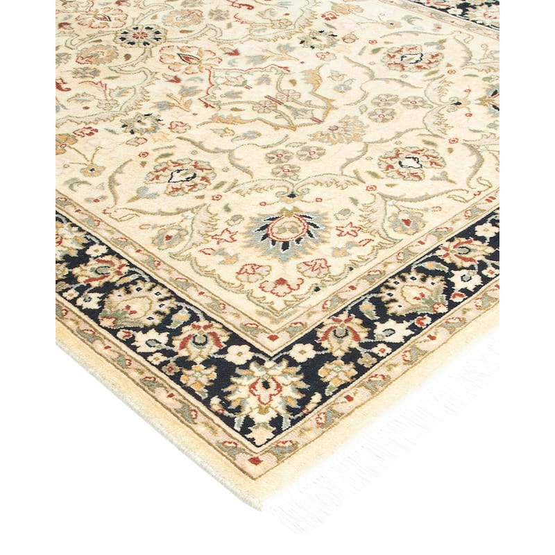 Overton Handknotted Wool Traditional Oriental Beige Area Rug - 3' x 5'