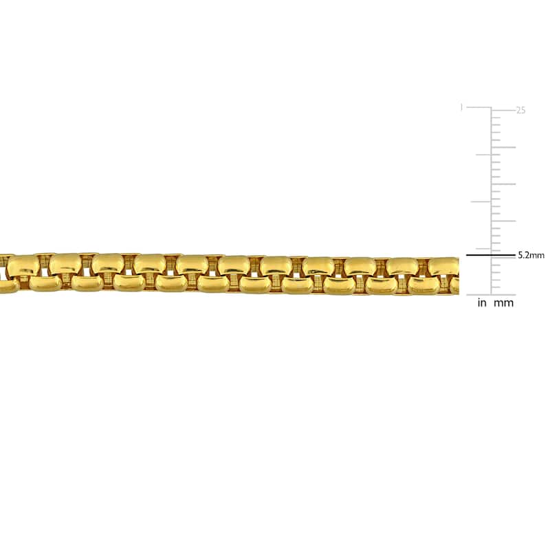 Miadora 5.2mm Box Link Anklet in Yellow Plated Sterling-9 in