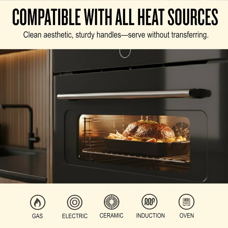 Alva Nori Enameled Cast Iron Oven Dish Roasting Pan - 12" x 8" - 12"x8"