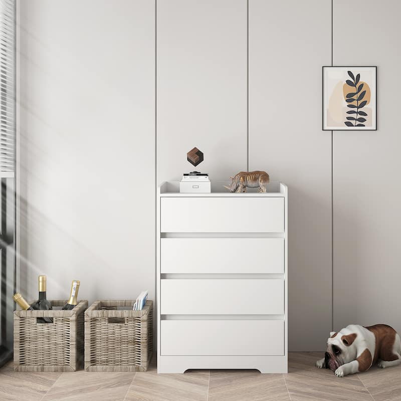 Roomfitters 4-Drawer Chest of Drawers Without Handle, Modern Minimalist Storage Cabinet, Bedroom Organizing Unit