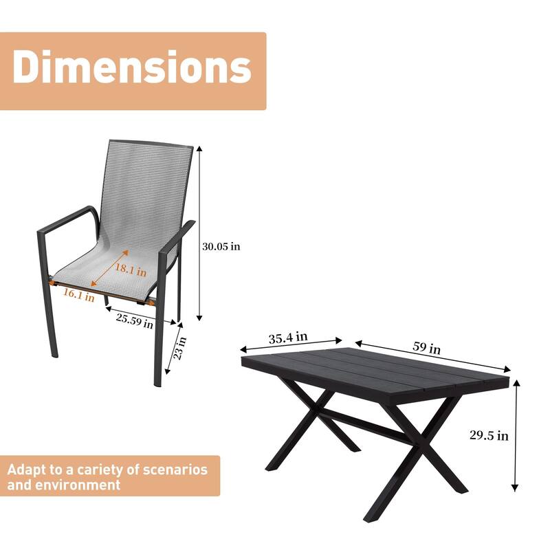 Clihome 5 Piece Outdoor Patio Aluminum Dining Set