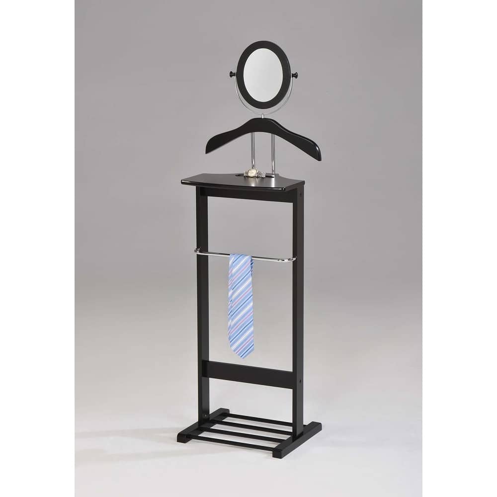 Wardrobe Suit Valet Stand, Clothes Rack, Contour Hanger, Trouser Shoe Rack - Black/Chrome