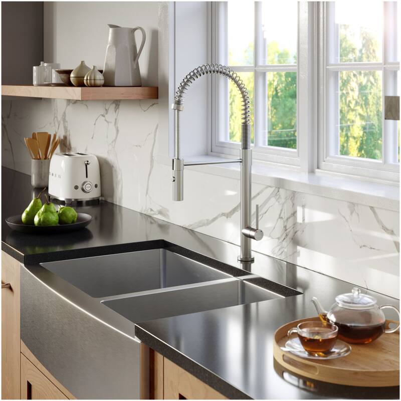 Karran USA EL-86-PK1 Elite 33" Farmhouse Double Basin Stainless Steel