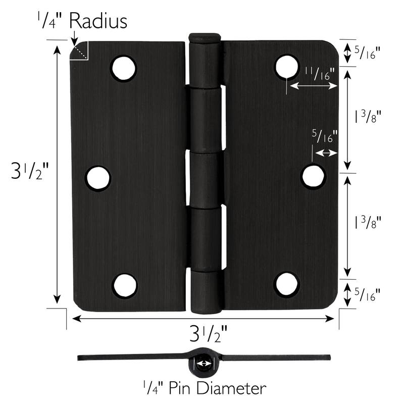 Design House 188417 3-1/2" x 3-1/2" Butt 1/4" Radius Corner Surface