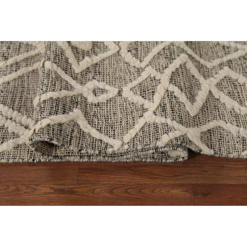 Trellis Moroccan Area Rug Handmade Oriental Wool Carpet - 6'10"x 10'3"