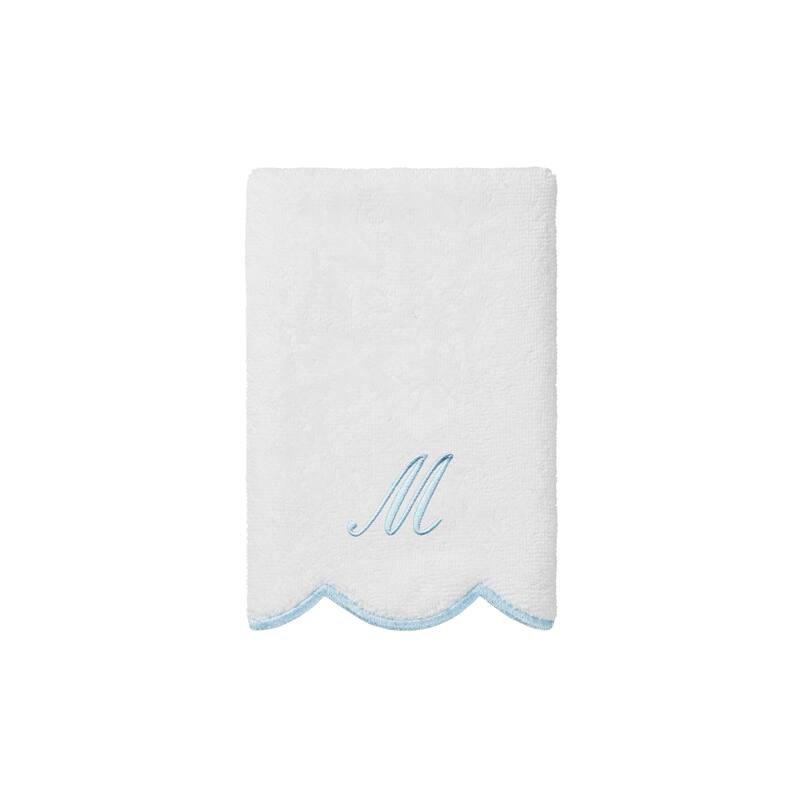 Authentic Hotel and Spa 100% Turkish Cotton Blue ADORNIA Scallop Personalized 3 Piece Towel Set - 3 Piece Set