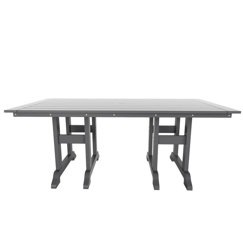 Polytrends Laguna Outdoor Patio 7-Piece Rectangular Table Garden Arm Chairs Dining Set