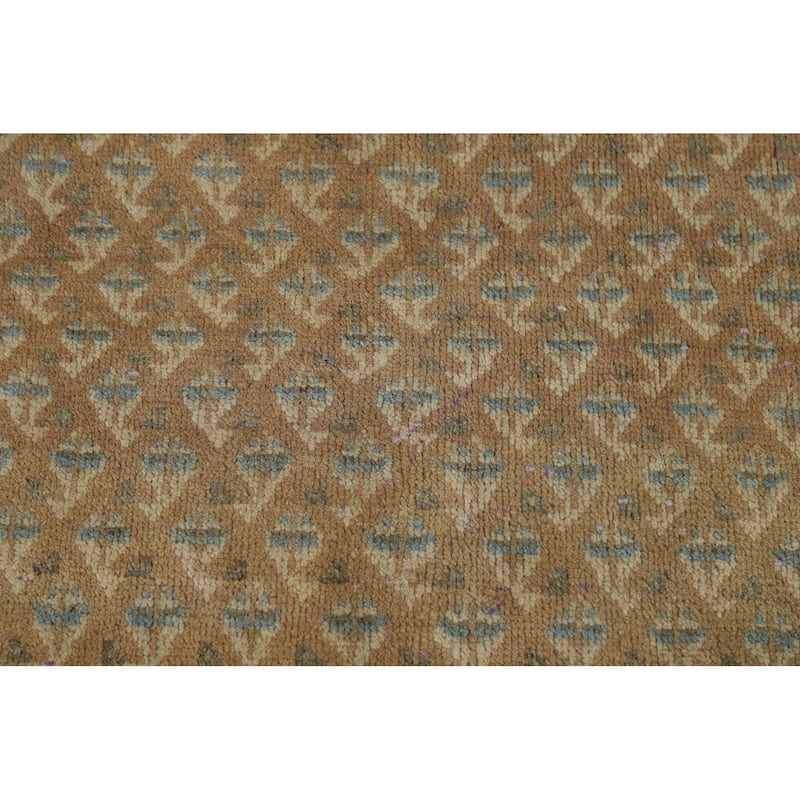 Brown Rust Botemir Persian Vintage Runner Rug Hand-Knotted Wool Carpet - 3'5"x 9'11"