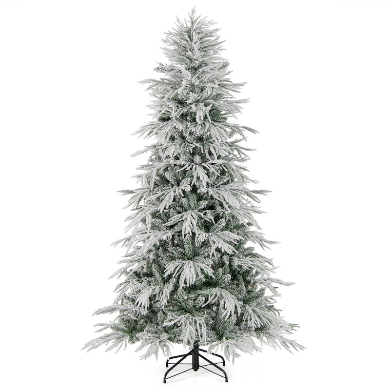 Costway 6/7/8 FT Artificial Christmas Tree with 820 PE PVC Branch Tips - Green & White - See Details