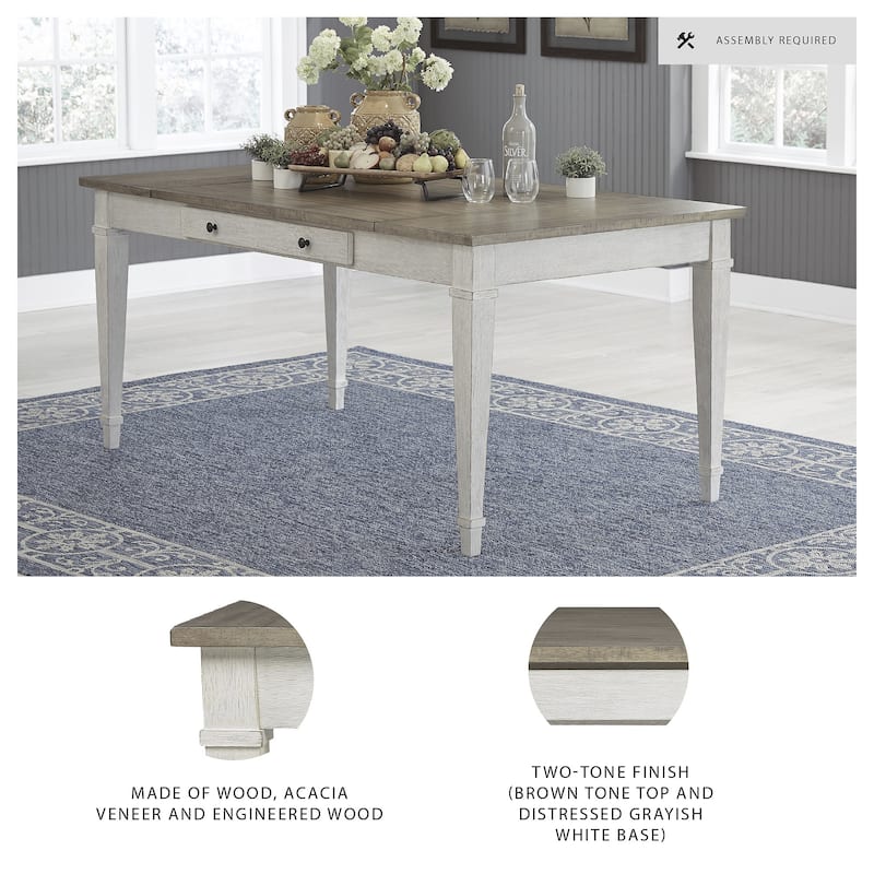 Skempton Casual Rectangular Dining Room Table with Storage, White/Light Brown