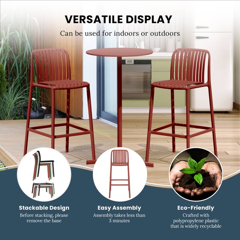 Frond and Form 29.5 Inch Outdoor Bar Stool (Set of 2)