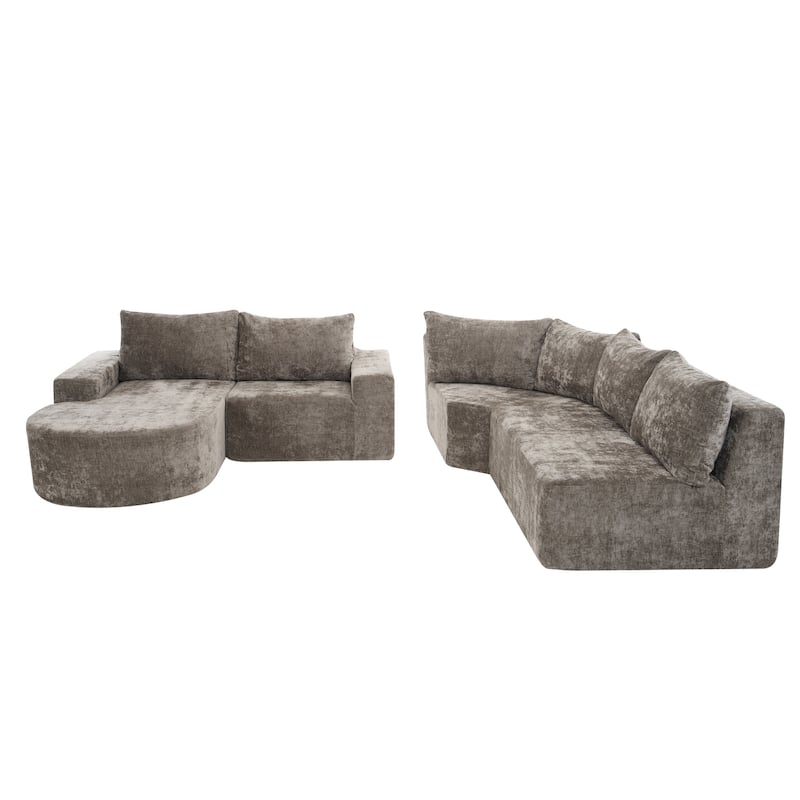 139" Chenille Modular Cloud Sectional Sofa with Deep Seating, Pocket Spring Support, and 5-Piece U-Shaped Configuration