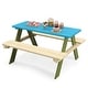 preview thumbnail 10 of 8, Costway Kids Wooden Picnic Table Set Solid Dining Table with Built-in - See Details