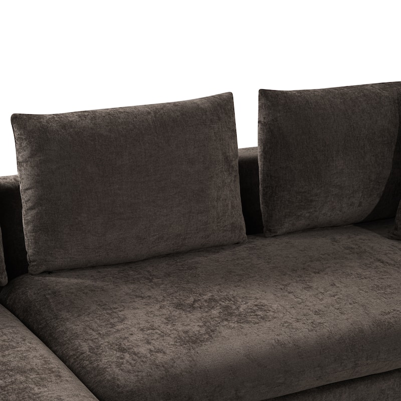 93.7" Chenille L-Shaped Sectional Sofa with Wooden Storage Compartment and Deep Seating
