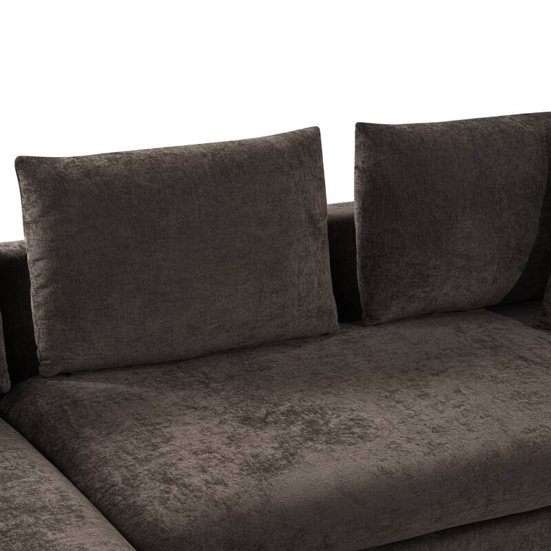 Chenille Upholstered Cloud Sofa L-Shaped Couch with Chaise Lounge & Storage