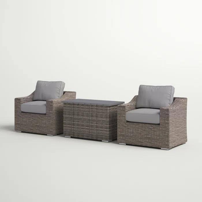 Chic Rattan Wicker Fully Assembled 2-Person Seating Group with Plush Cushions - Ideal for Cozy Outdoor Gatherings