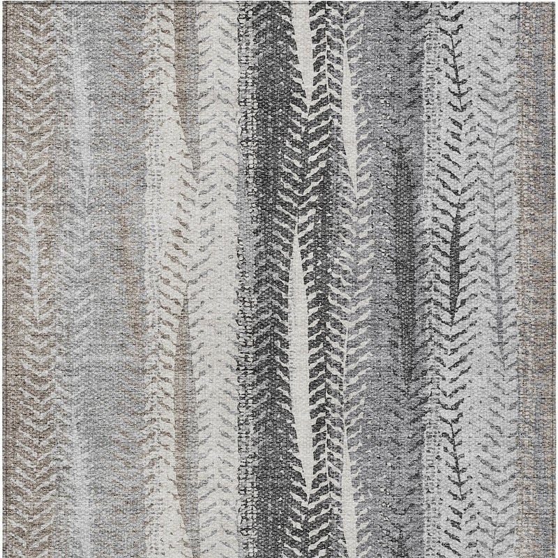 HomeRoots Botanical Leaves Transitional Rectangle Outdoor Rug