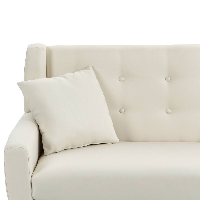 Modern 63-Inch Linen Tufted Loveseat Sofa with Pillows