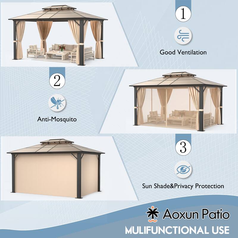 10×12FT Double layer Gazebo Outdoor Double Roof