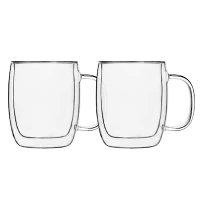 Insulated Double Wall Mug Cup Glass-Set of 4 Mugs/Cups Thermal,250ml
