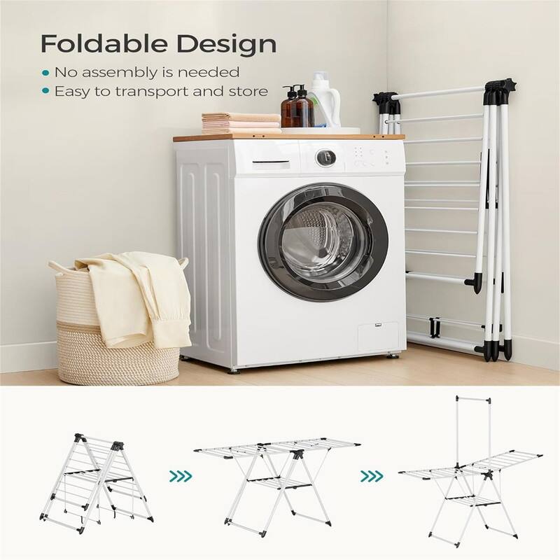 Clothes Drying Rack, Foldable 2-Level Laundry Drying Rack - 26"D x 62.6"W x 78"H