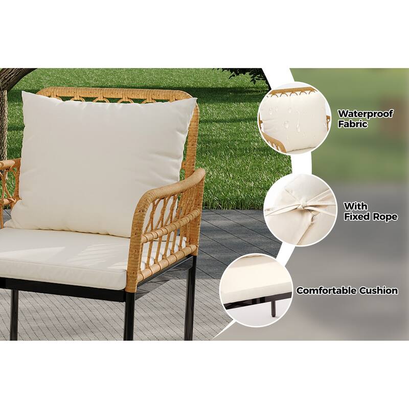 5 Pieces Outdoor Wicker Patio Conversation Bistro Set
