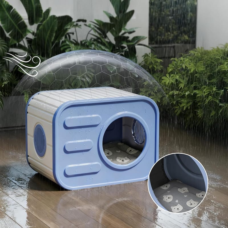 Cat Bed for Indoor Cats Cube House,Insulated Feral Shelter with Elevated Floor,Stackable Pet House Wave for Bedroom,Patio