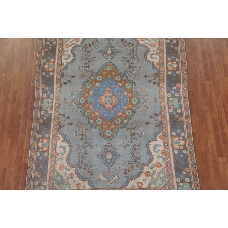 Tabriz Persian Vintage Area Rug Handmade Wool Carpet - 6'3" x 9'4"