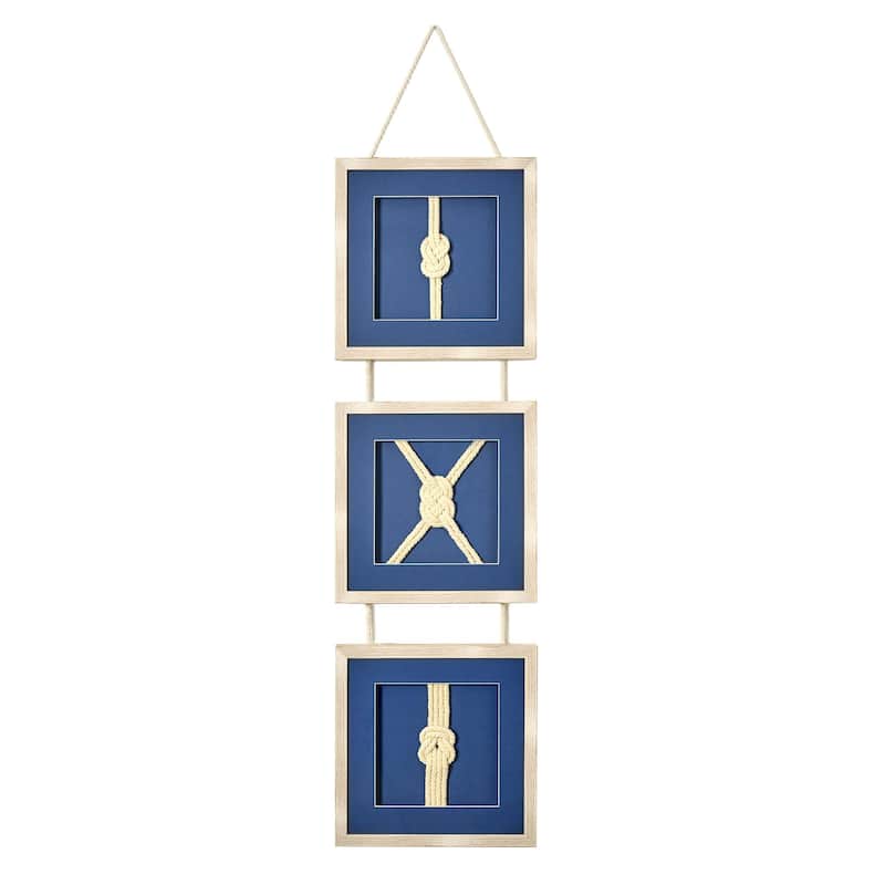 American Art Decor Naut Shore Framed Nautical Knots Vertical Wall Decor Set