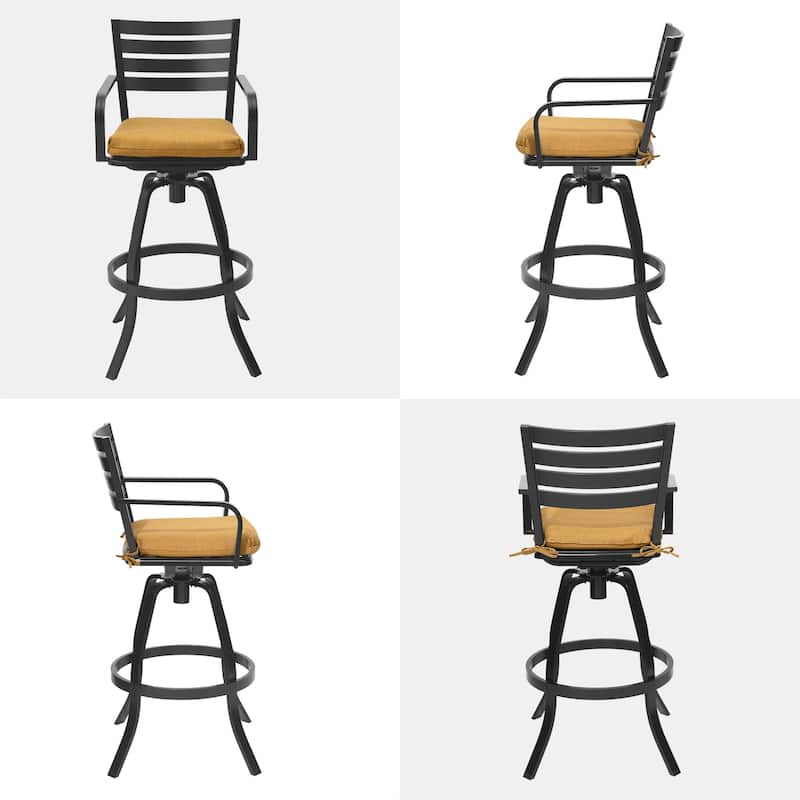 Pellebant Outdoor Patio Swivel Aluminum Bar Stools with Sunbrella Cushion - 18.51 in L x 18.51 in W x 45.28 in H