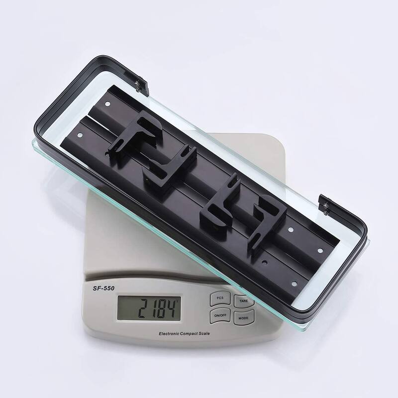 Wall Mount 2-Tier Black Bathroom Glass Floating Shelf