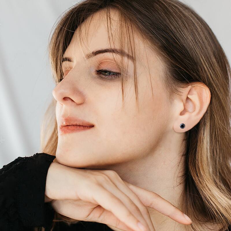 Marquee 1 Carat TW Round Black Diamond Solitaire Stud Earrings in 10K Rose Gold