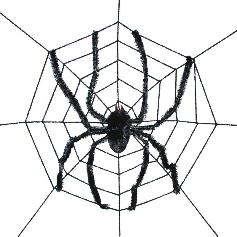 8' Black Gigantic Spider Web with Spider Halloween Prop