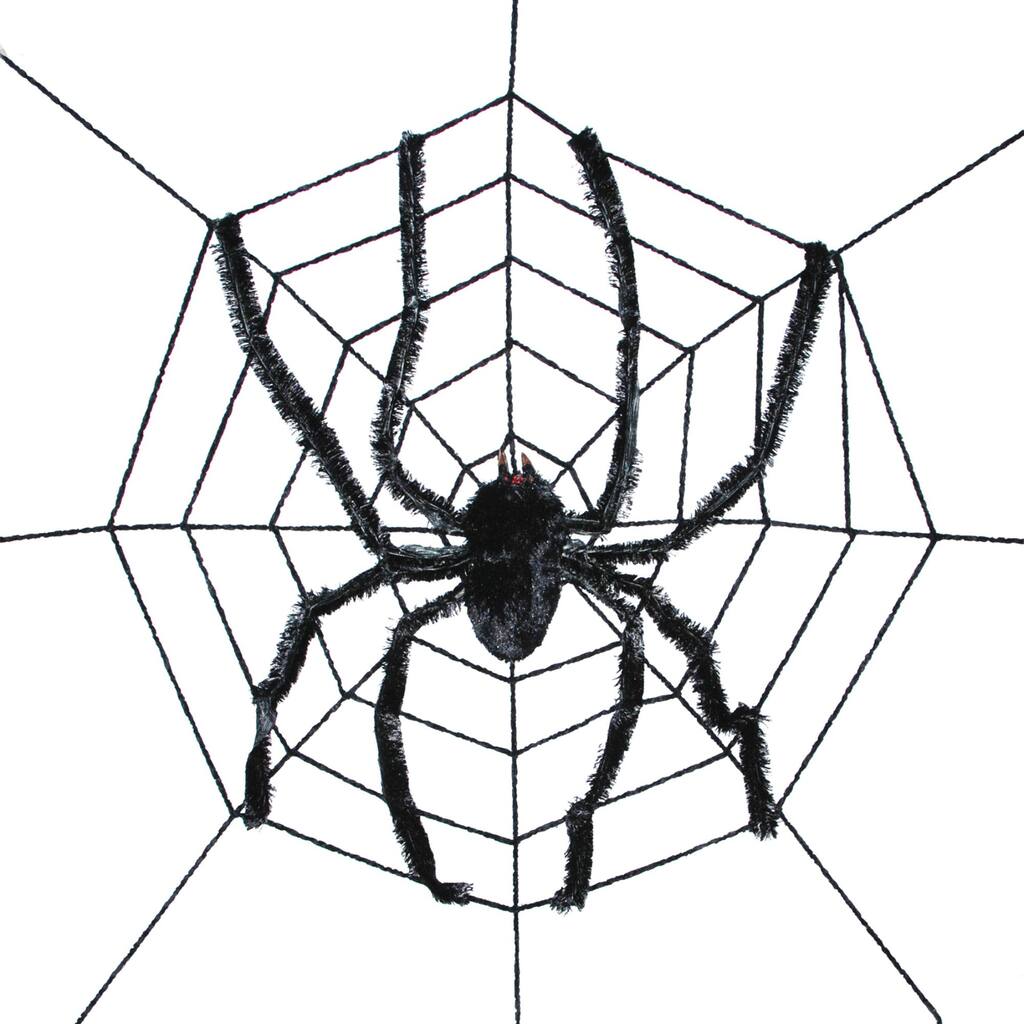 8' Black Gigantic Spider Web with Spider Halloween Prop