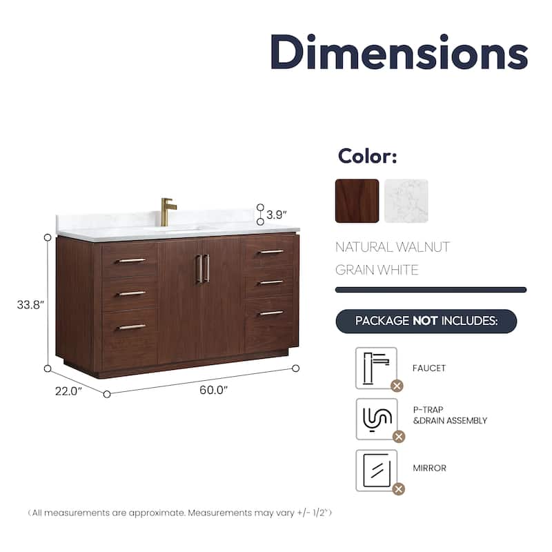 San Single Bath Vanity with Composite Stone Top without Mirror