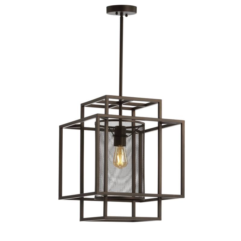 SAFAVIEH Lighting Cleo Adjustable 1-Light Led Dark Grey Pendant - 14.5"x14.5"x27-57" - Dark Grey - 15Wx15Dx57H