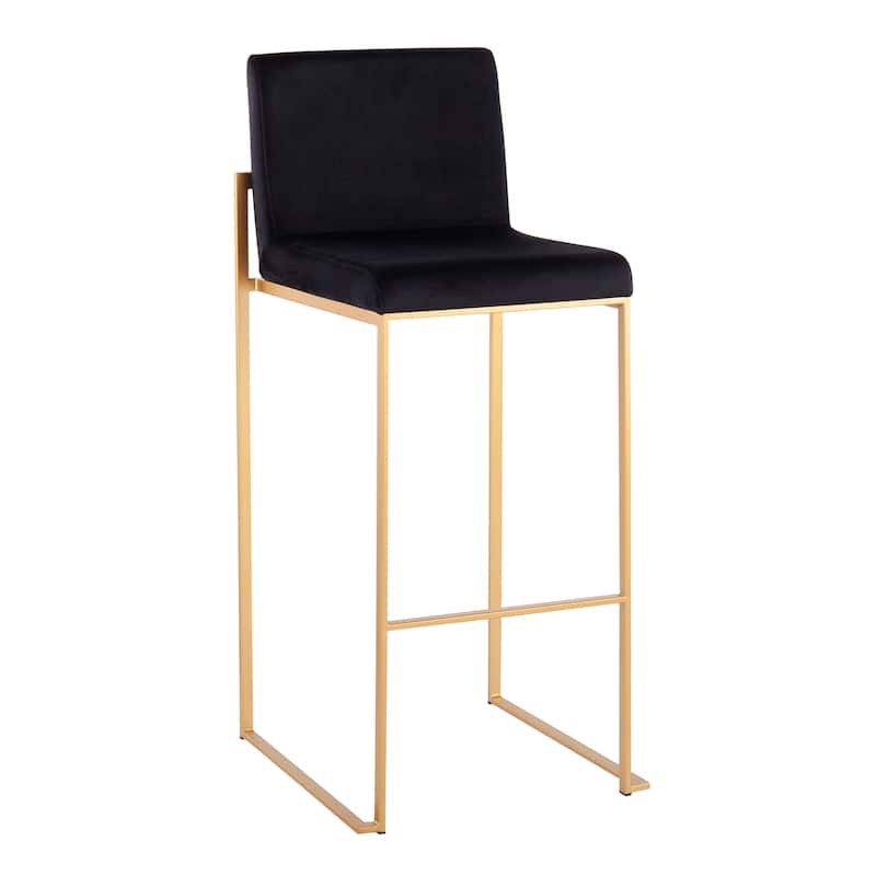 Silver Orchid Forrest High Back Bar Stool - Set of 2 - Black Velvet & Gold