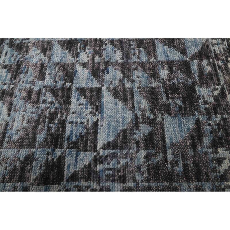 ECARPETGALLERY Hand-knotted Opulence Light Blue Wool Rug - 2'4 x 8'3
