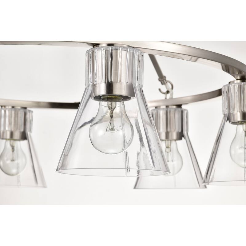 Gianna 6 Light Chandelier Brushed Nickel Finish Clear Glass - Brushed Nickel