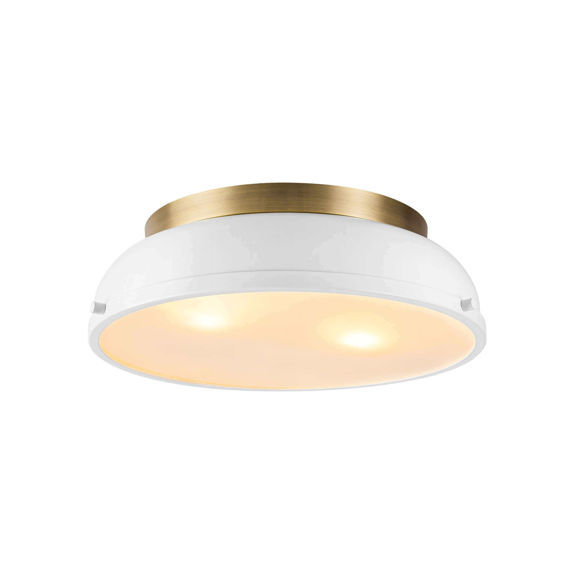 2-Light Modern Industrial Bright White/ Aged Bronze Frosted Glass Cone Dome  Flush Mount Lights - 14.2 in. W x 4.3 in. H - Bed Bath \u0026 Beyond - 39026967, image size:2000x2000
