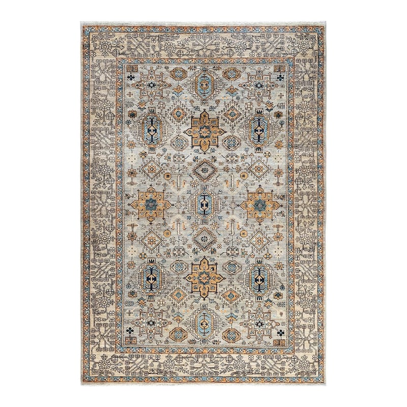 Serapi One-of-a-Kind Hand-Knotted Area Rug - Gray, 6' 1" x 9' 0" - 6' 1" x 9' 0"