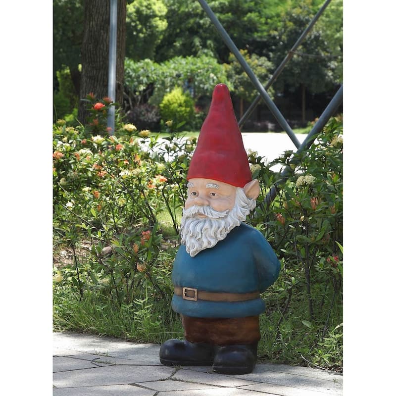 Bobblehead Gnome with Hands Behind Outdoor Garden Statue - 34"