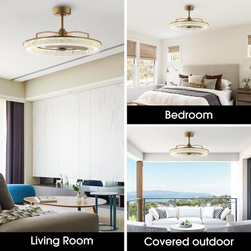Perimost 33" Modern Resin Antique Bronze Ceiling Fan Fandelier with Light and Remote